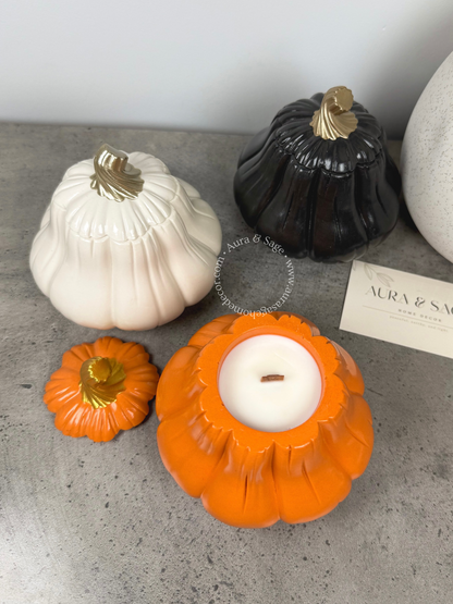 Tall Curved Pumpkin | Scented Coconut-Soy Wax Candle