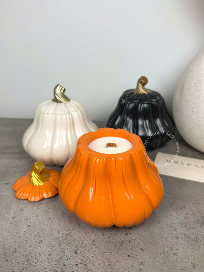 Tall Curved Pumpkin | Scented Coconut-Soy Wax Candle