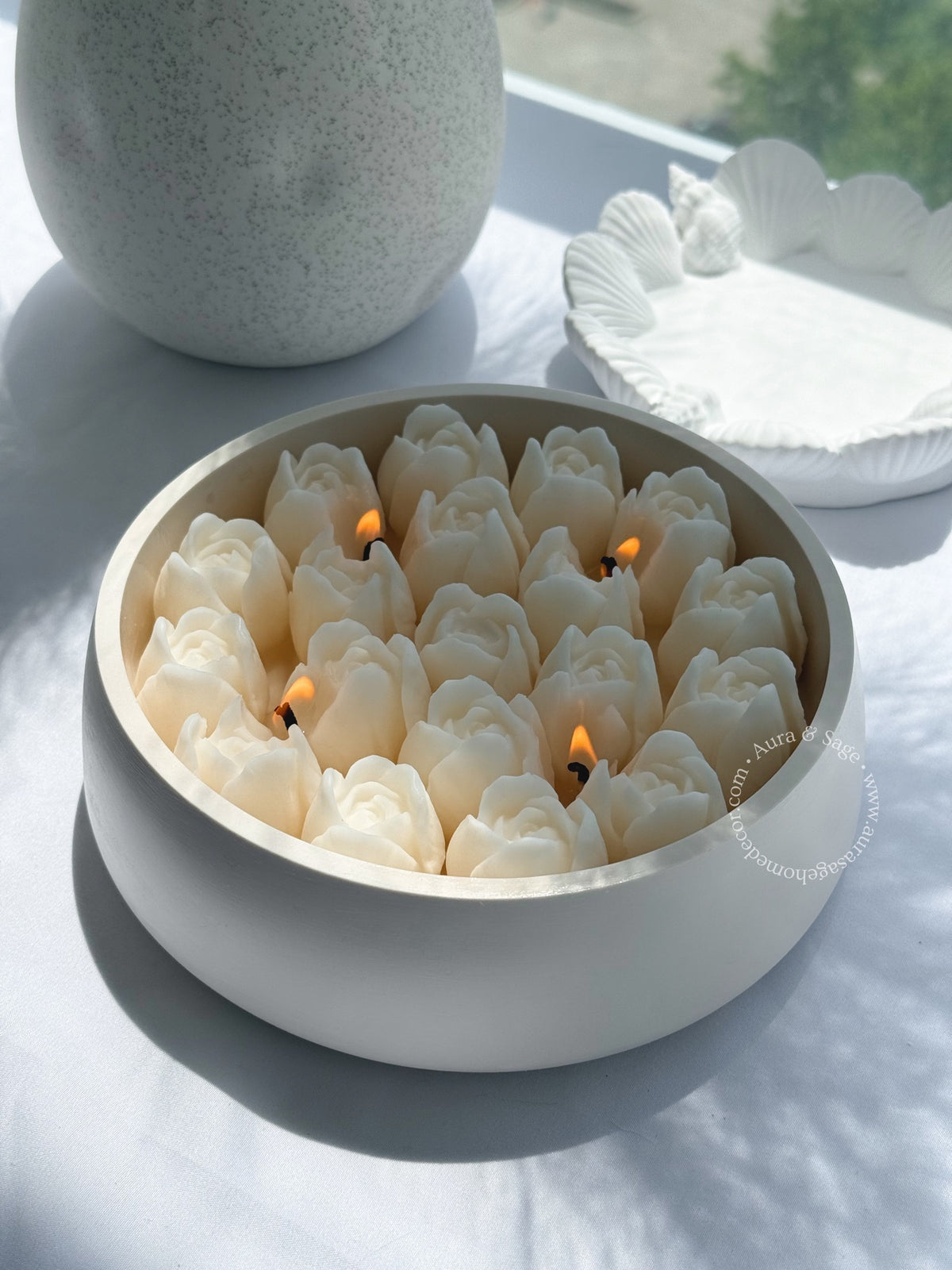 Tulip Bouquet Candle | Floral Soy Wax | Handmade Ceramic Bowl | Luxury Home Decor | Gift Ready