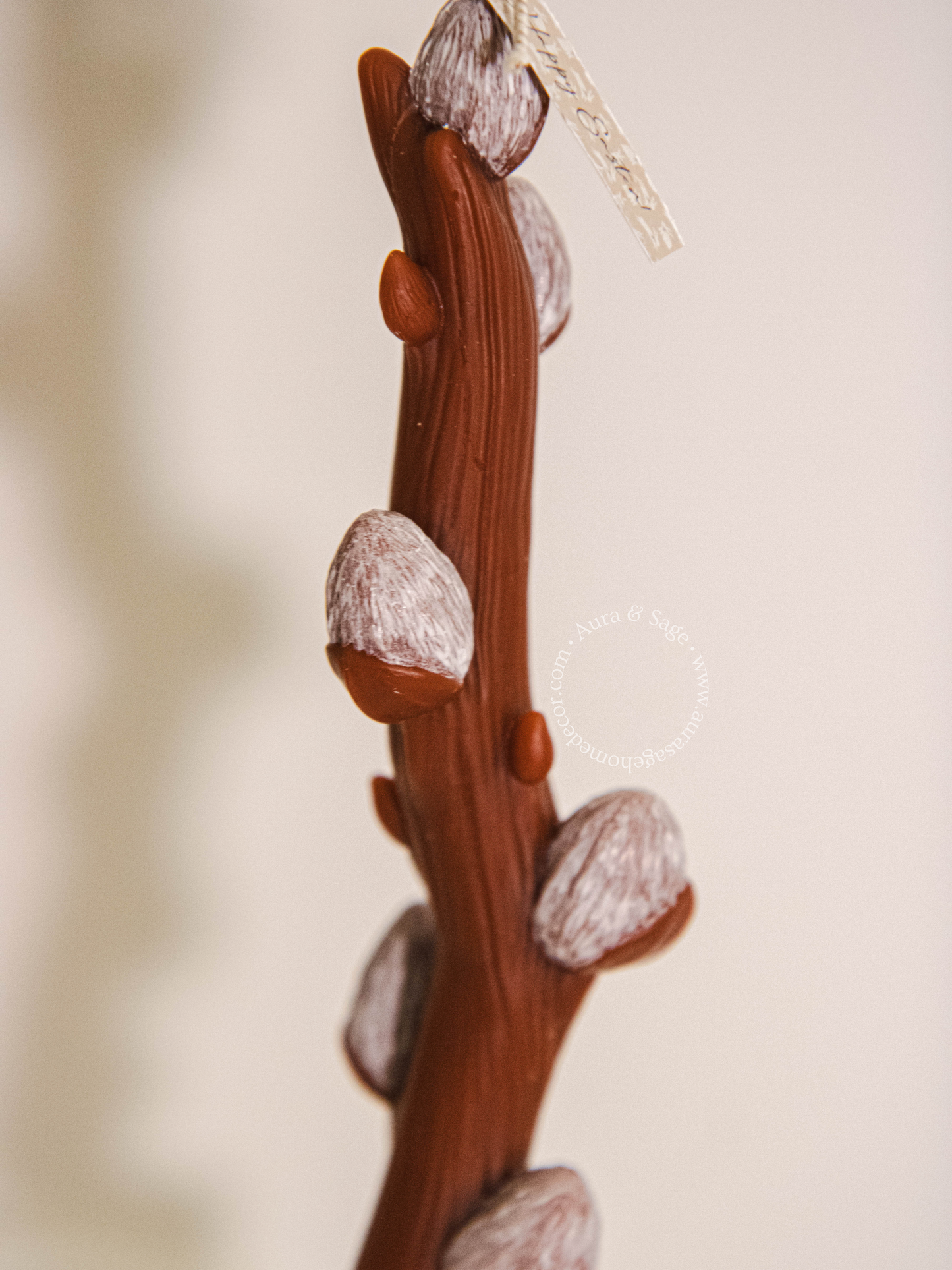 Pussy Willow Beeswax Taper Candle | Natural Beeswax Candle | Spring Decor | Minimalist Table Candle | Easter Brunch Styling