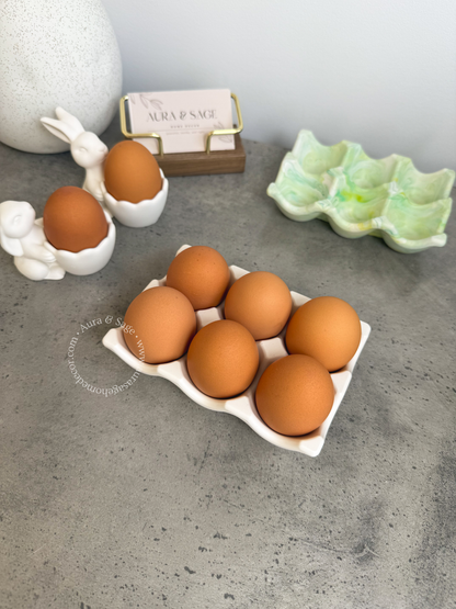6-Piece Egg Holder Tray | Jesmonite Egg Tray | Easter Decor | Spring Table Decor | Minimalist Kitchen Organizer