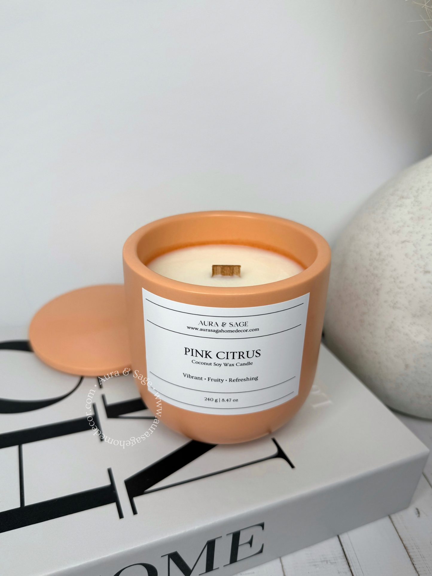 Pink Citrus Scented Candle | Golden Horizon Collection