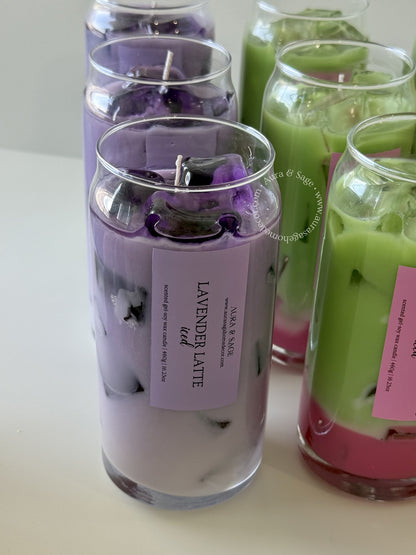 Iced Lavender Latte Candle – Realistic Soy Gel Drink Candle