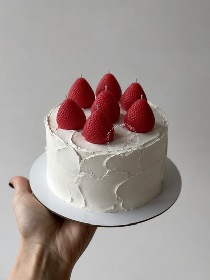 Realistic Strawberry Shaped Candles Set | Beeswax-Soy Wax | Bento Cake Decor | Gift Box Set