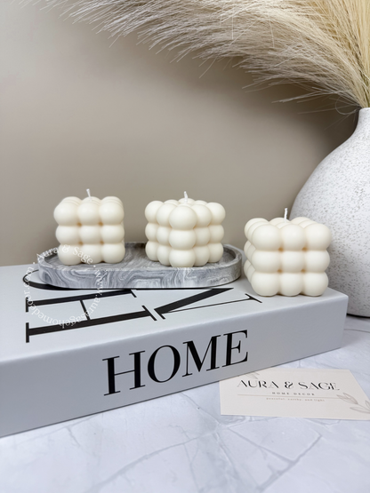 Bubble Cube Pillar Soy Candle
