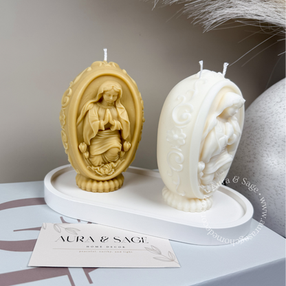 Virgin Mary Easter Egg Pillar Soy Candle