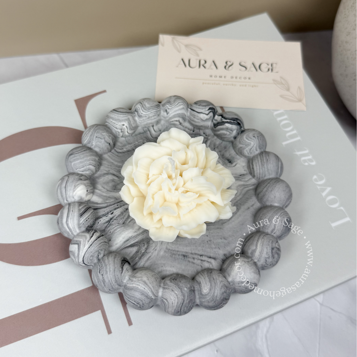 Carnation Flower Pillar Soy Candle