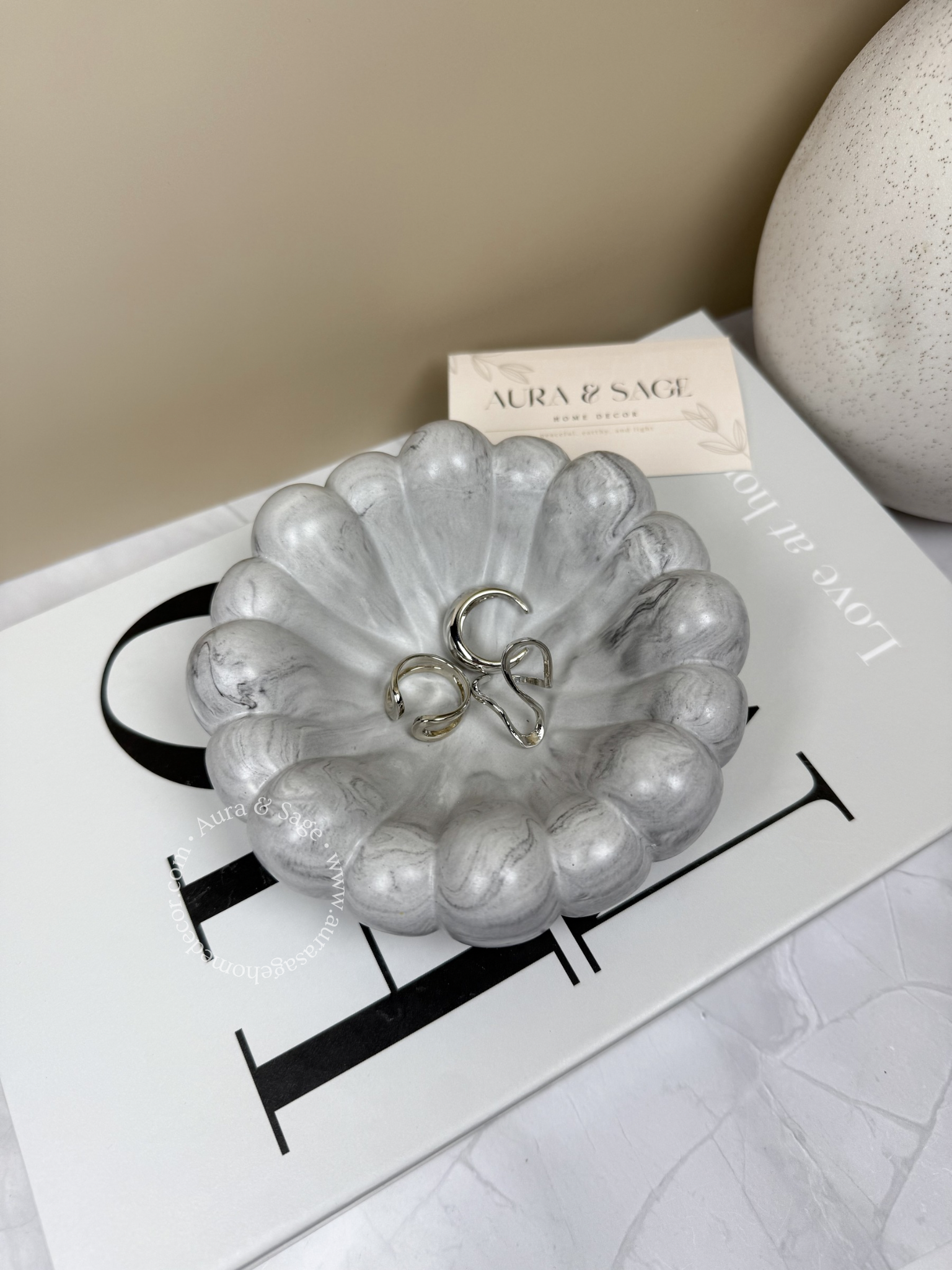 Cloud shaped decorative stone tray.