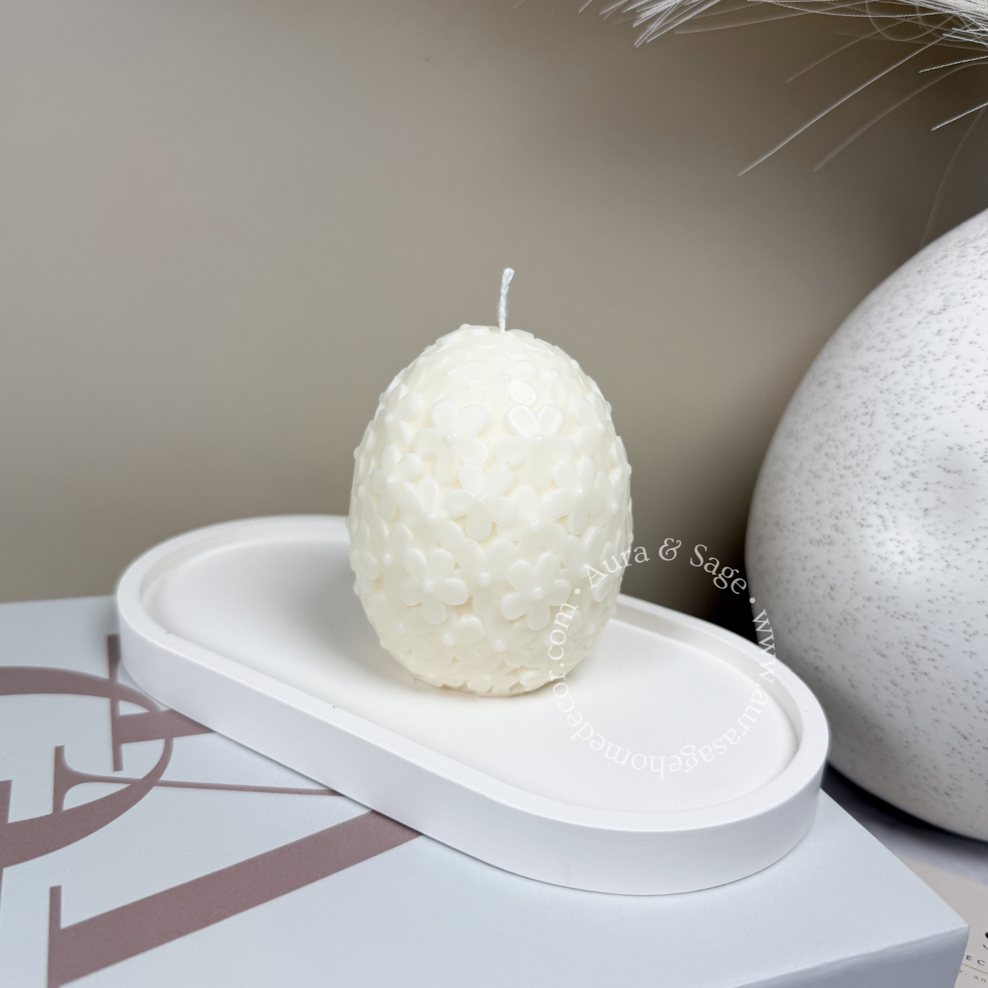 Floral Egg Pillar Soy Candle