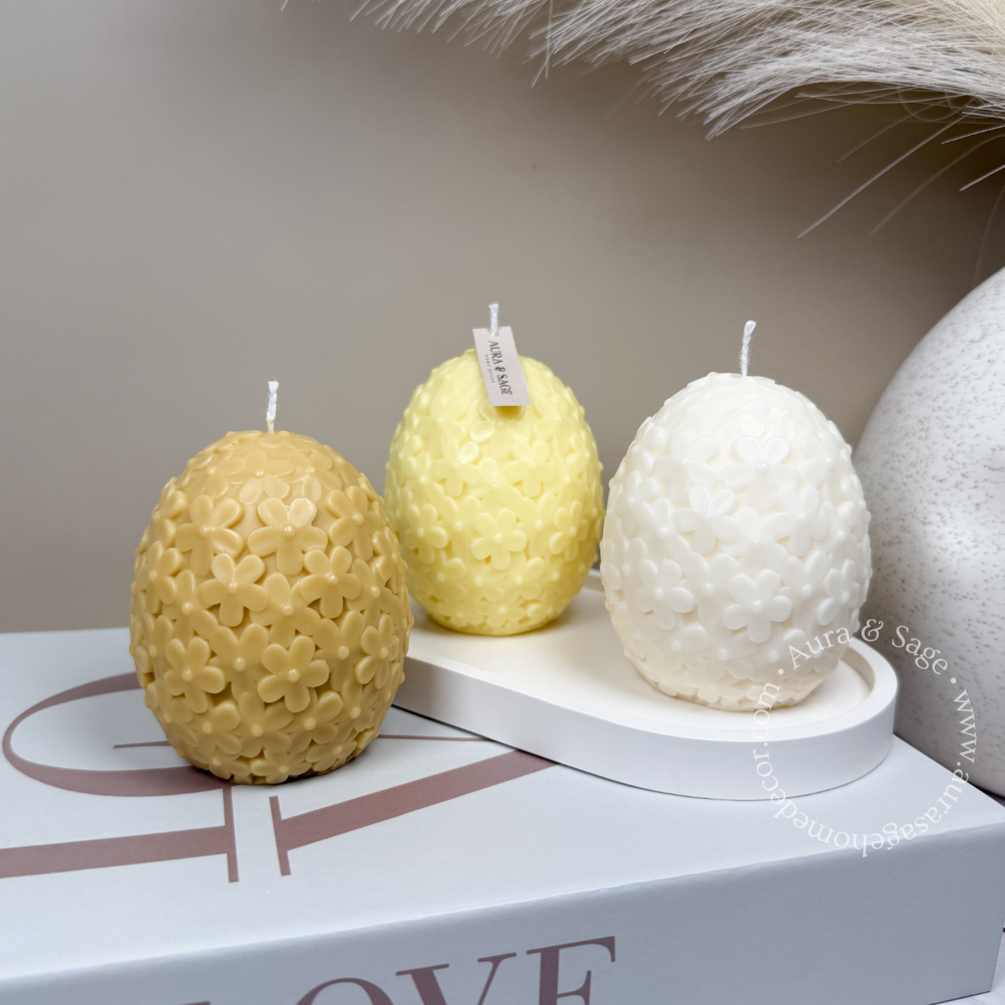 Floral Egg Pillar Soy Candle