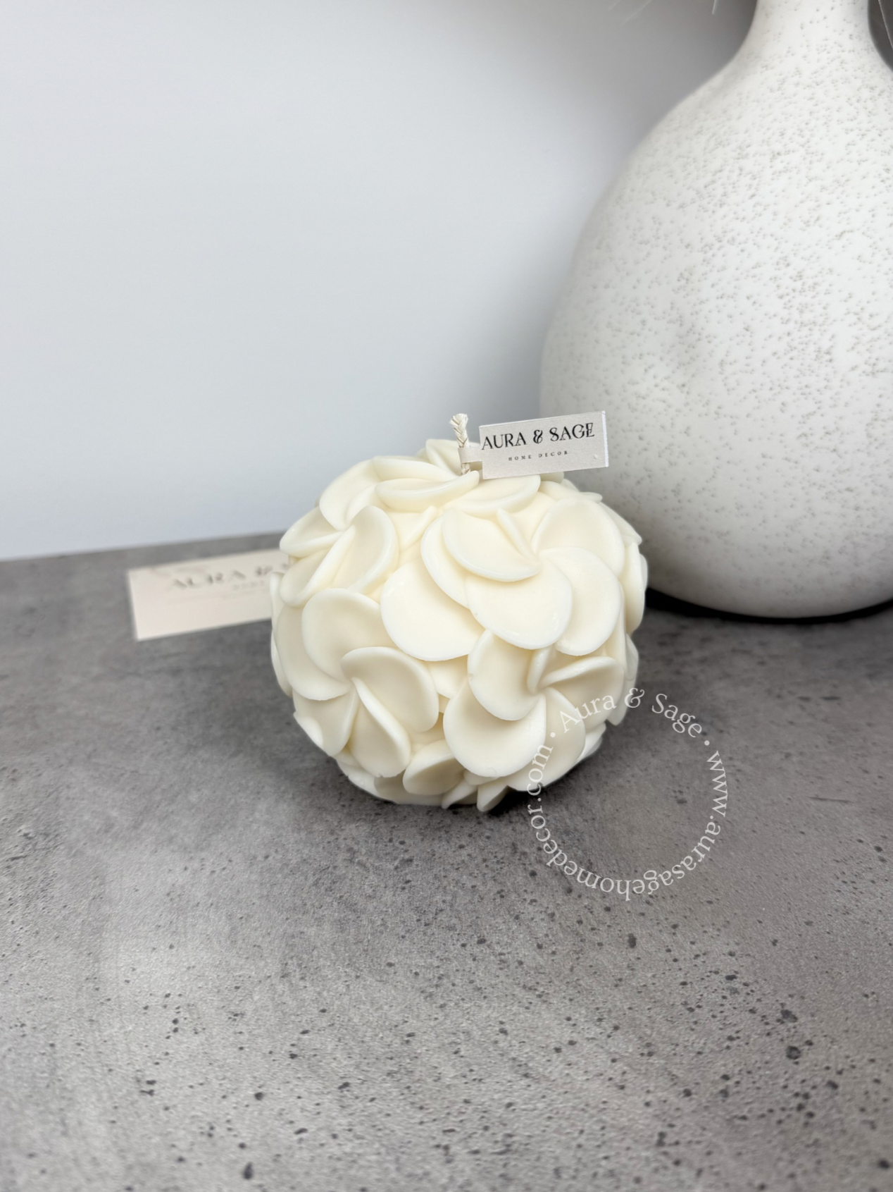Floral ball shaped candle.