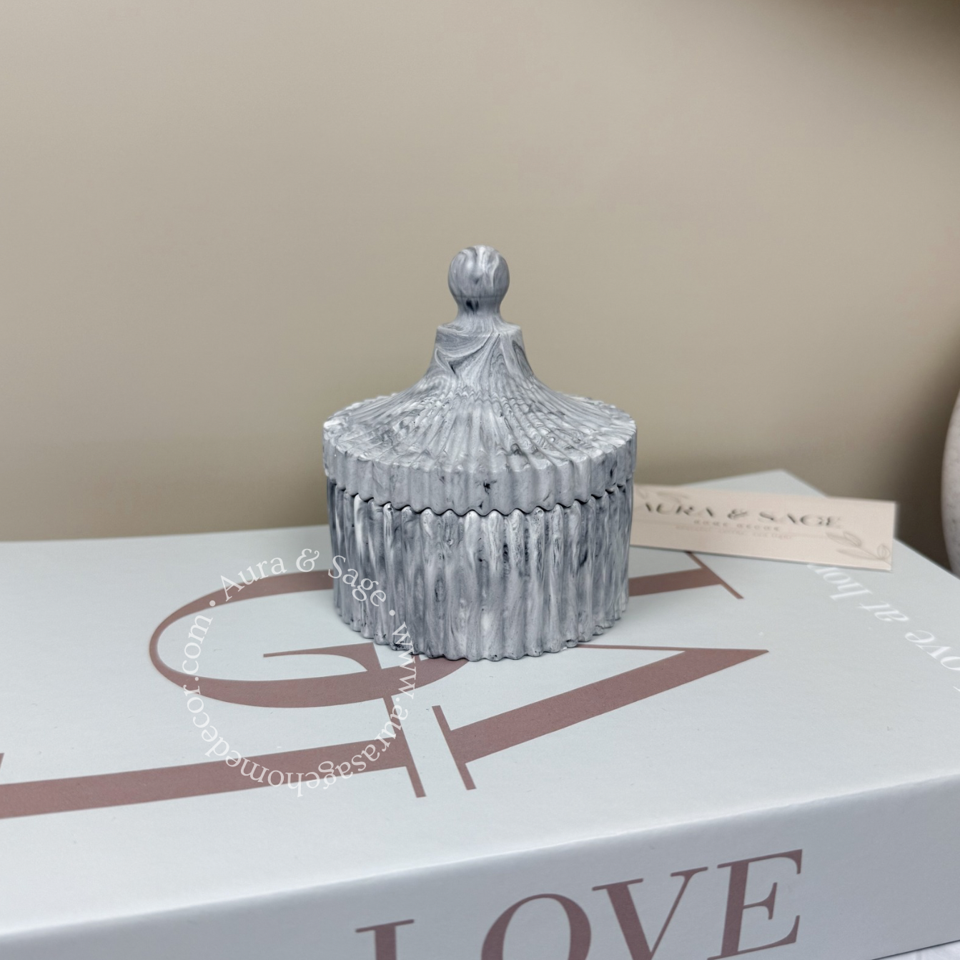 Ribbed Jewelry Jar with Pointed Lid