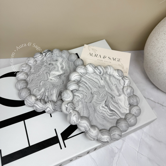 Small Bubbles Coaster | Trinket tray | Grey Marble
