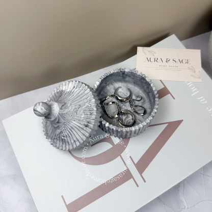 Ribbed Jewelry Jar with Pointed Lid