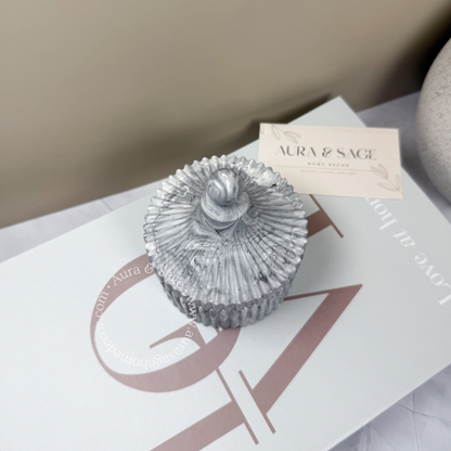 Ribbed Jewelry Jar with Pointed Lid