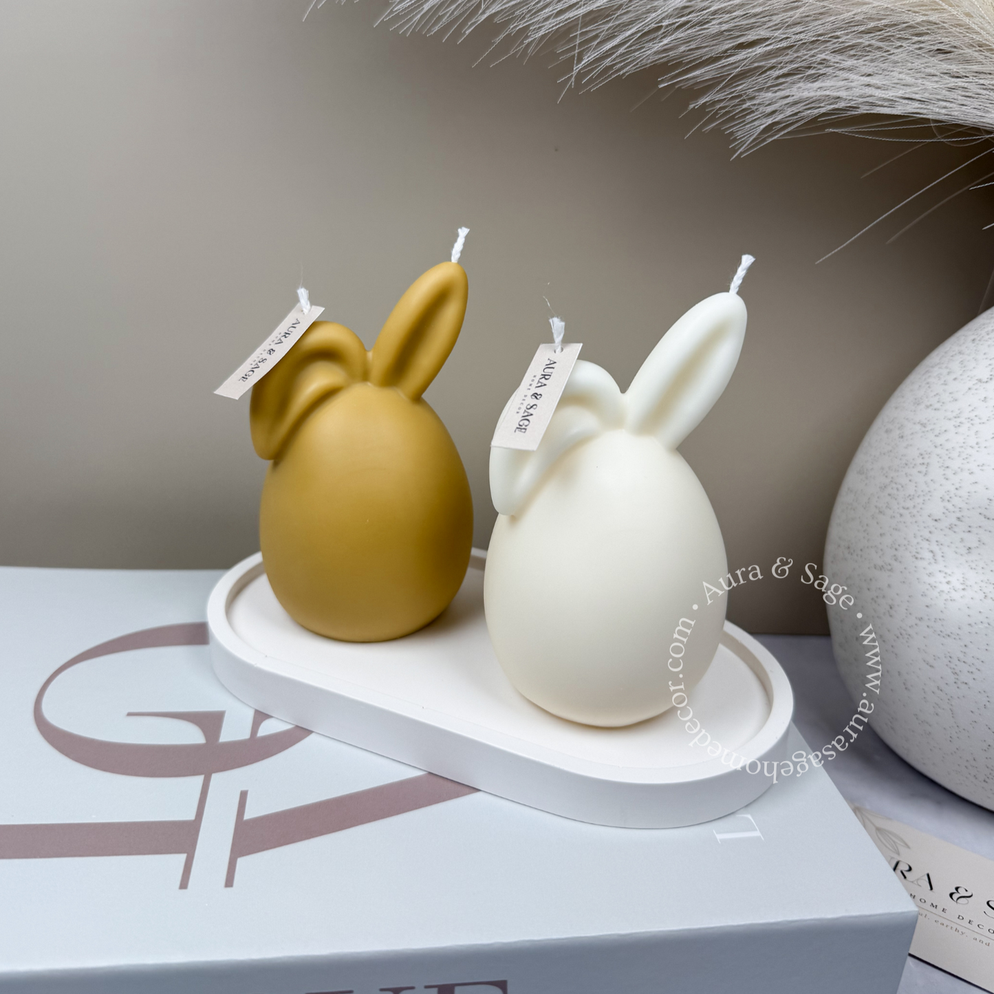 Rabbit Egg With Folded Ear Pillar Soy Candle