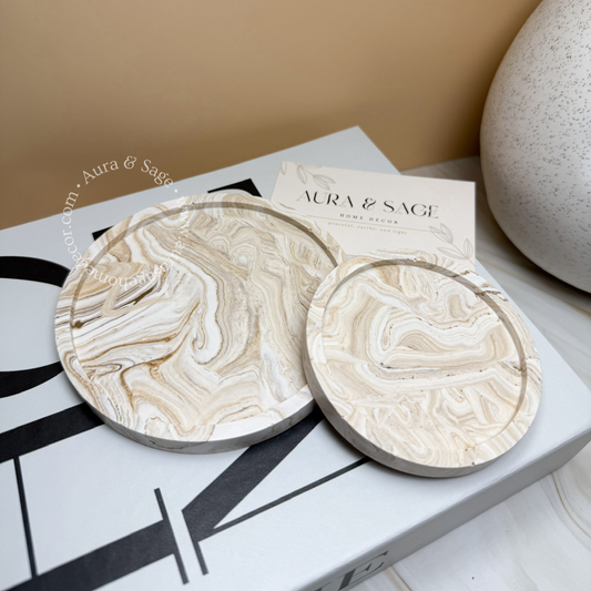 Round Marble Coaster | Beige Marble