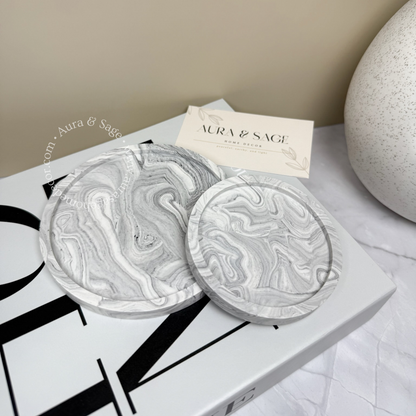 Round Marble Coaster | Grey Marble