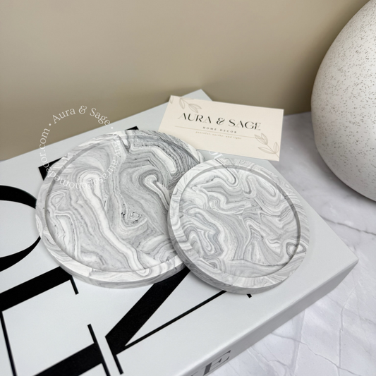 Round Marble Coaster | Grey Marble
