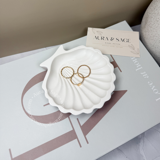 Round Shell Jewelry Jar | Trinket Bowl