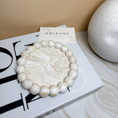 Small Bubbles Coaster | Trinket tray | Beige Marble