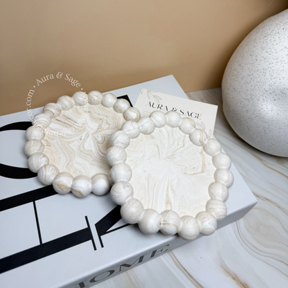 Small Bubbles Coaster | Trinket tray | Beige Marble