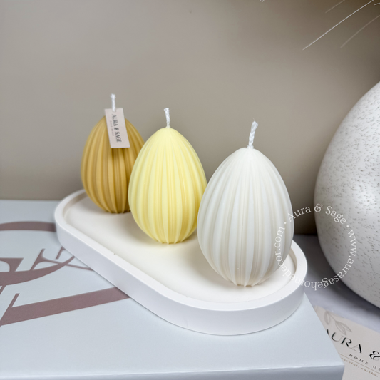 Thick Ribbed Egg Pillar Soy Candle